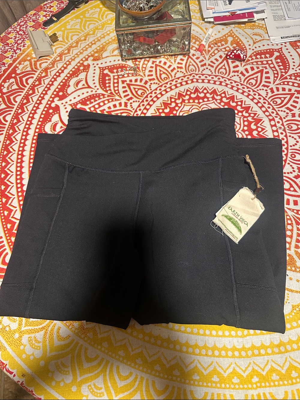 Earth Yoga Women's High-Rise Bike Shorts in Black